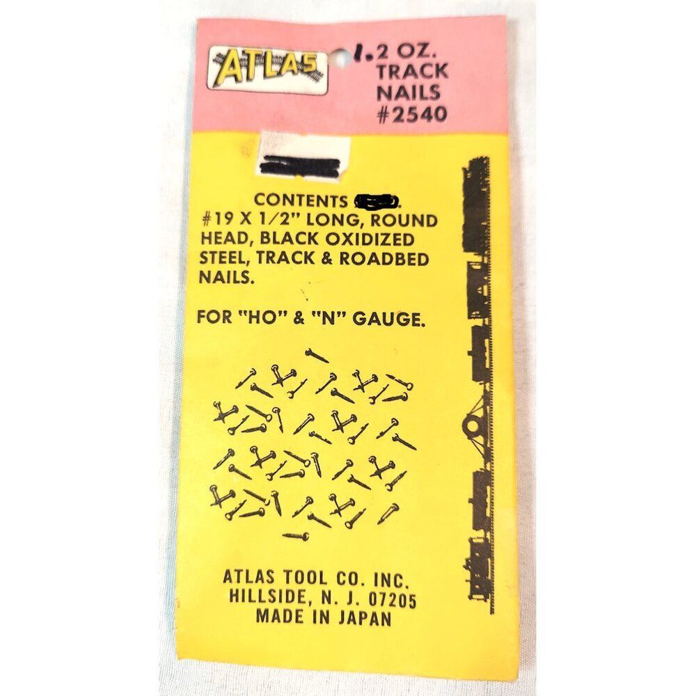 Atlas Track Nails #2540 1.2 oz, #19 x 1/2" black, round head, HO & N Gauges